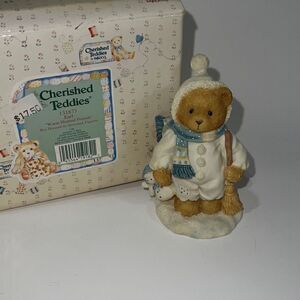 Enesco Cherished Teddies Figurine Earl Model 131873 Warm Hearted Friends Snowman